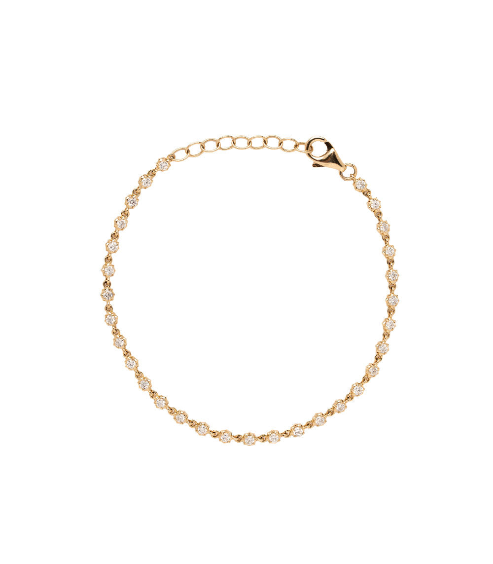 The Doheny Sofia Kaman gold tennis bracelet with round pavé stones and a clasp charm