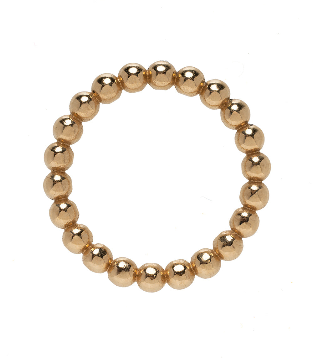 Bold Bubble Band SB-R7 14K yellow gold shiny bubble-bead ring band with round reflective spheres