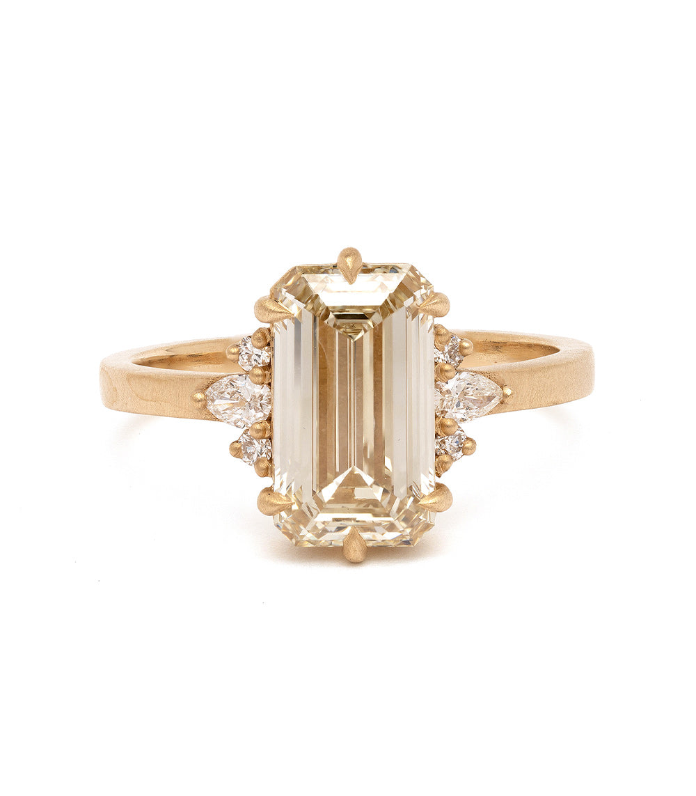 Melina SK-R72-CD-EC-2.53 gold engagement ring in warm yellow gold with emerald-cut center stone and accents