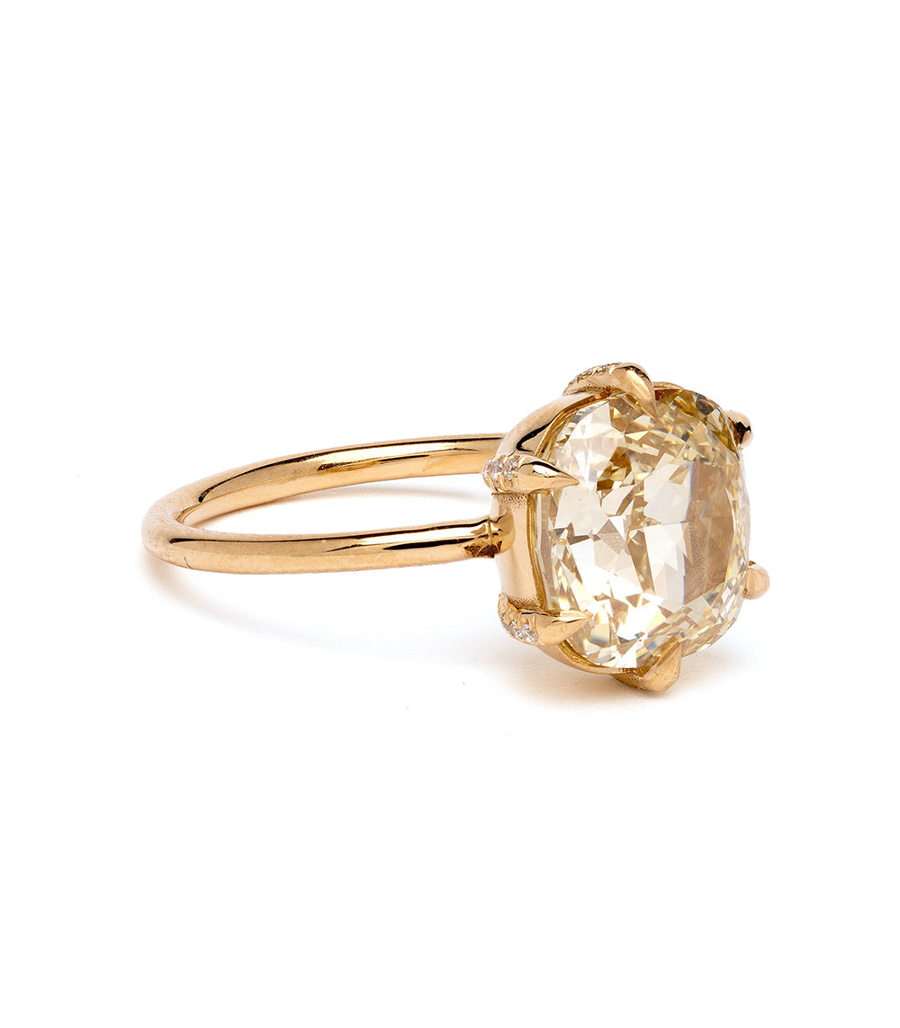 Ella SK-R62-ND-CU-CD-4.62 understated gold engagement ring with bezel-set oval diamond centerpiece
