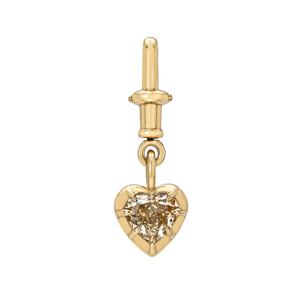 Champagne Heart Diamond Collet Necklace Pendant Sk P131 Nd Cd Br Fc 1.57 A