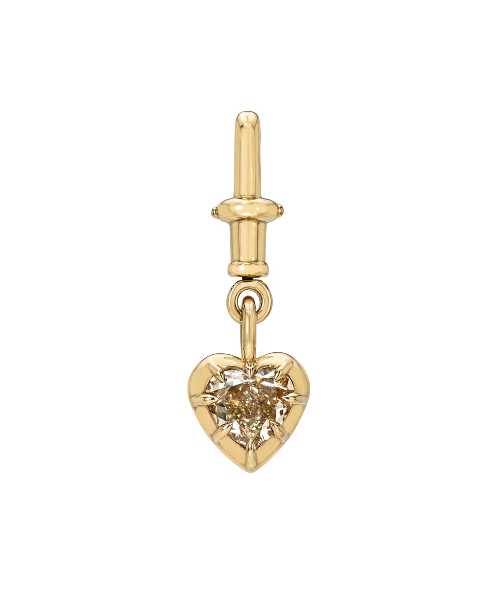 Champagne Heart Diamond Collet Necklace Pendant Sk P131 Nd Cd Br Fc 1.57 A