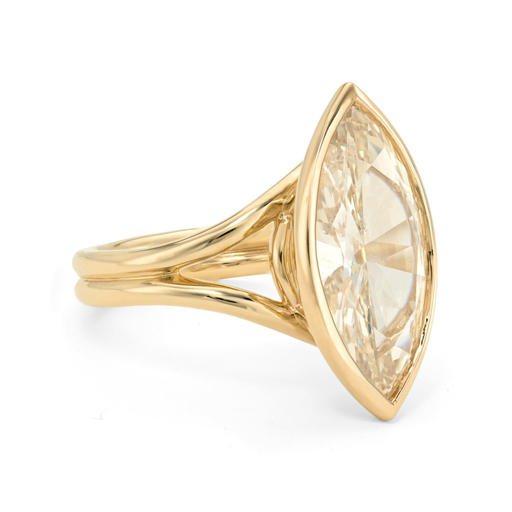 Champagne Marquise Natural Diamond Bezel Set Engagement Ring Er64 Sk R94b Nd Wd Ns Mq 5.00 B