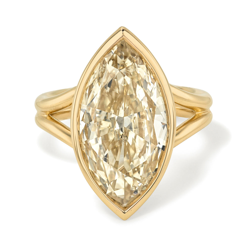 Champagne Marquise Natural Diamond Bezel Set Engagement Ring Er64 Sk R94b Nd Wd Ns Mq 5.00 Front