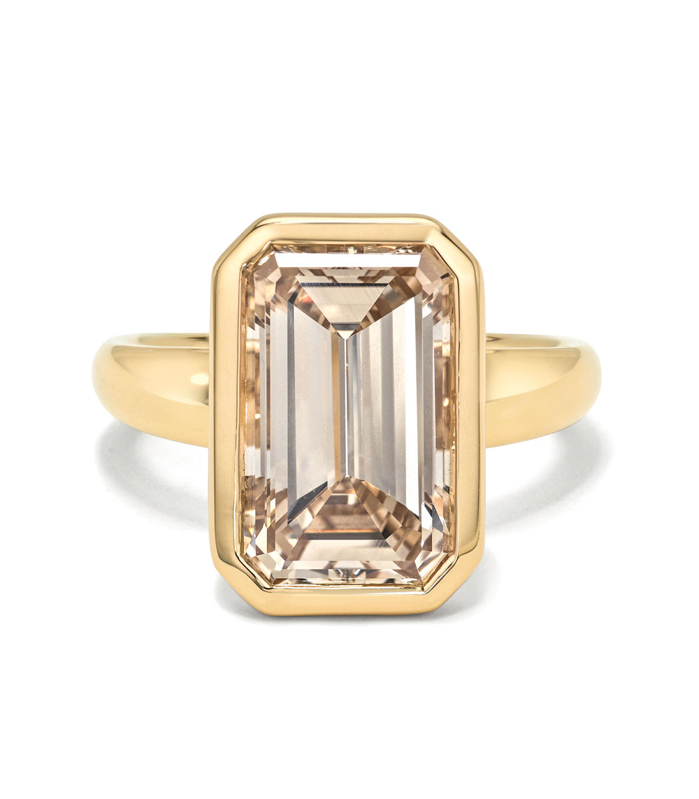 Champagne Modern Bezel Blush Diamond Emerald Cut Engagement Ring Er65 Sk R110 Nd Cd Ns Sc Ec 3.74 A