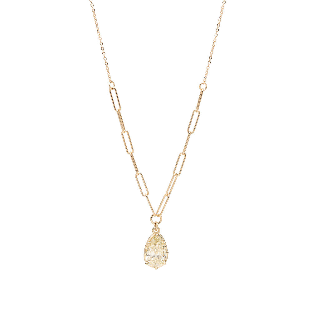 Layering Gigi Necklace by Sofia Kaman in gold with a pear-shaped pendant on a layered chain
