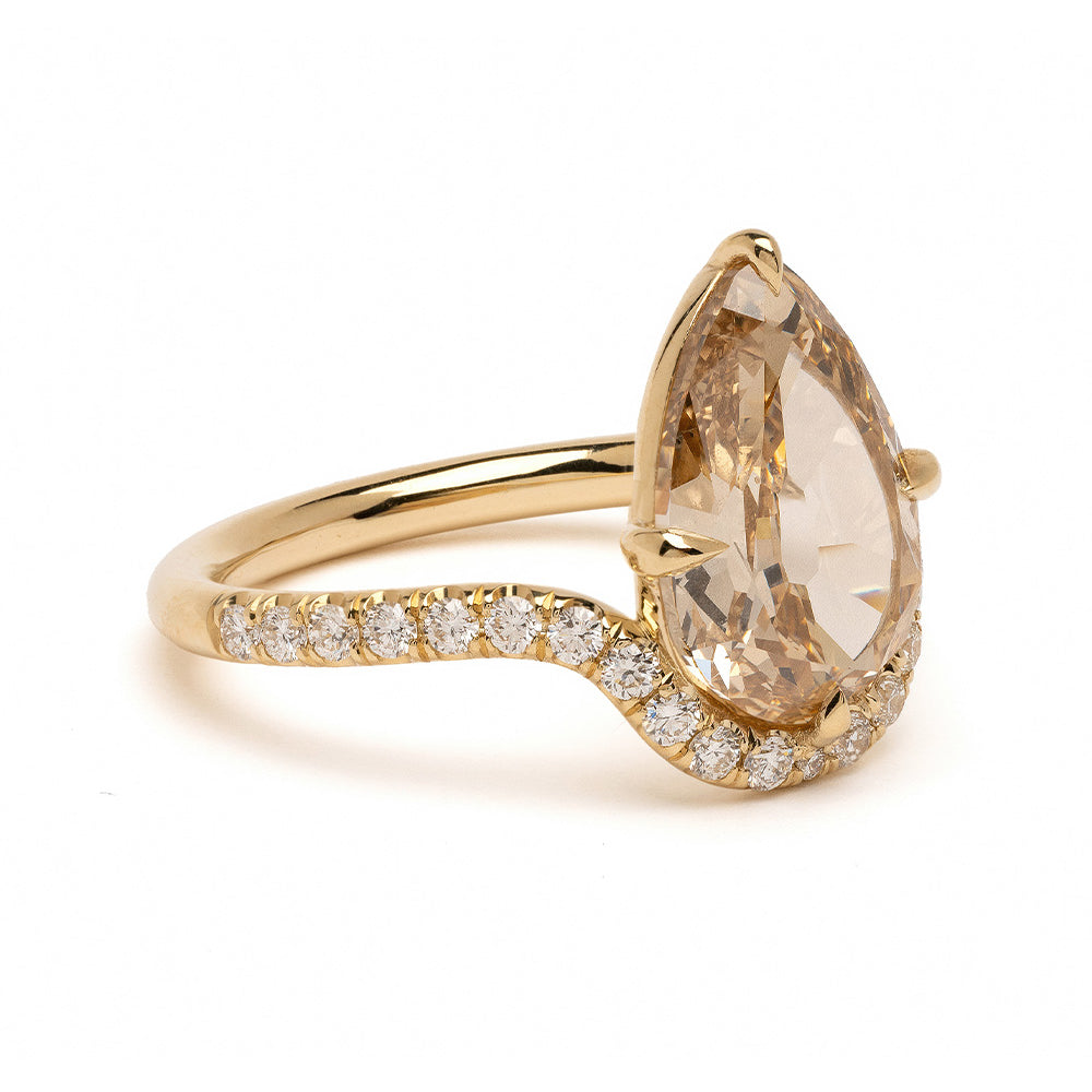Aura by SK-R120-CD-PS-3.01 engagement ring in yellow gold with marquise center and diamond halo