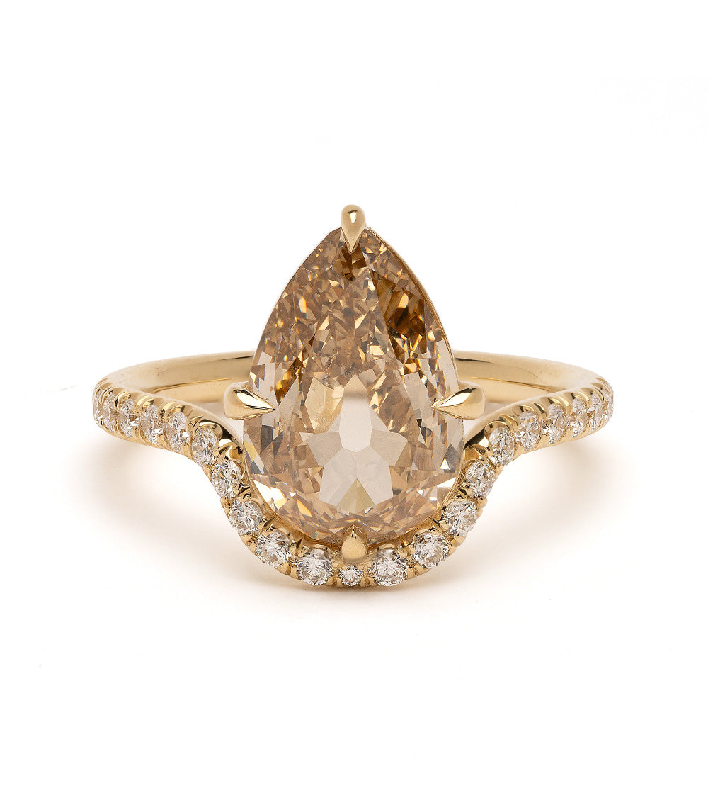 Aura SK-R120-CD-PS-3.01 unique engagement ring in gold with marquise center and diamond side stones