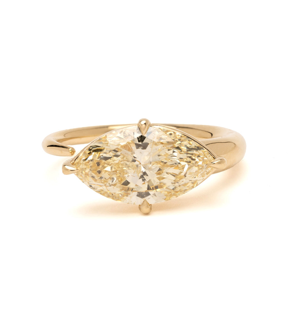 Sloane by Sofia Kaman gold ring with marquise diamond centerpiece, understated open band