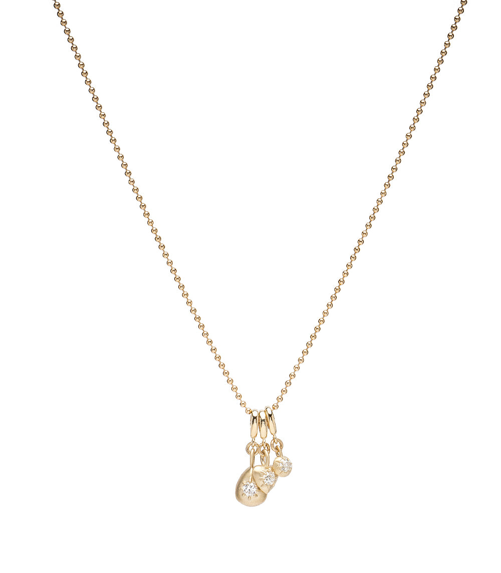 Cora Minis Charm Necklace by KM-N12 in gold with matte and shiny finish, small dangling charms