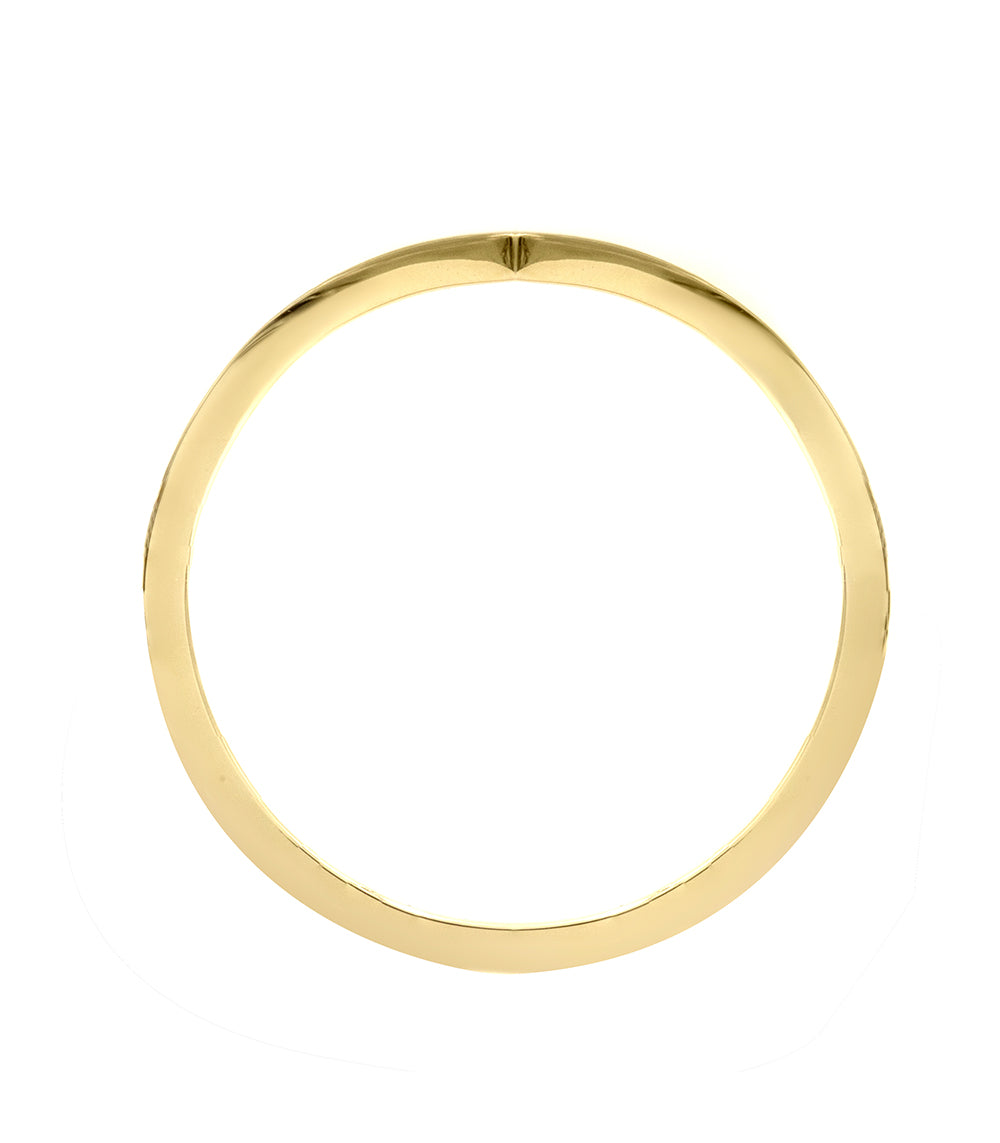 Chevron Band by A-R39 yellow gold ring with subtle chevron pattern, shiny finish.