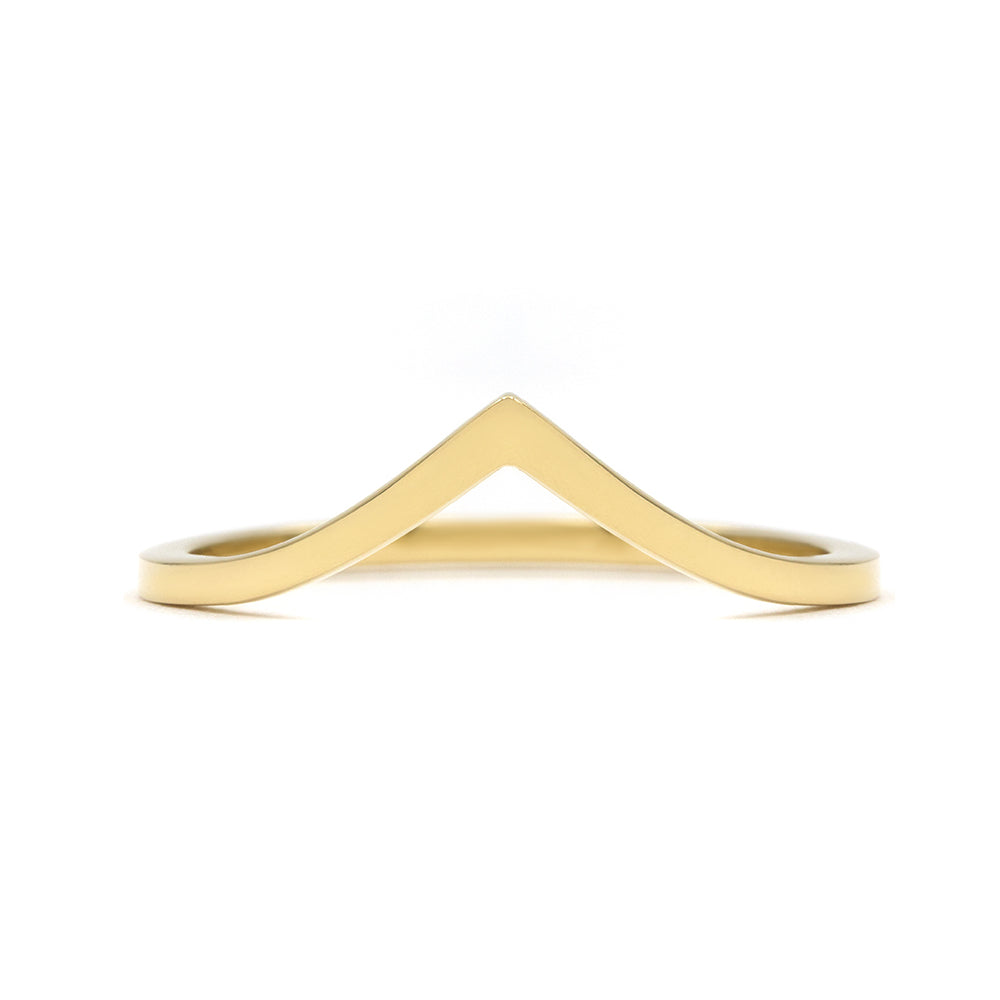 Chevron Band A-R39 14K yellow gold chevron band in matte finish with clean V shape