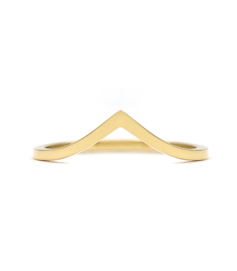 Chevron Band A-R39 14K yellow gold chevron band in matte finish with clean V shape