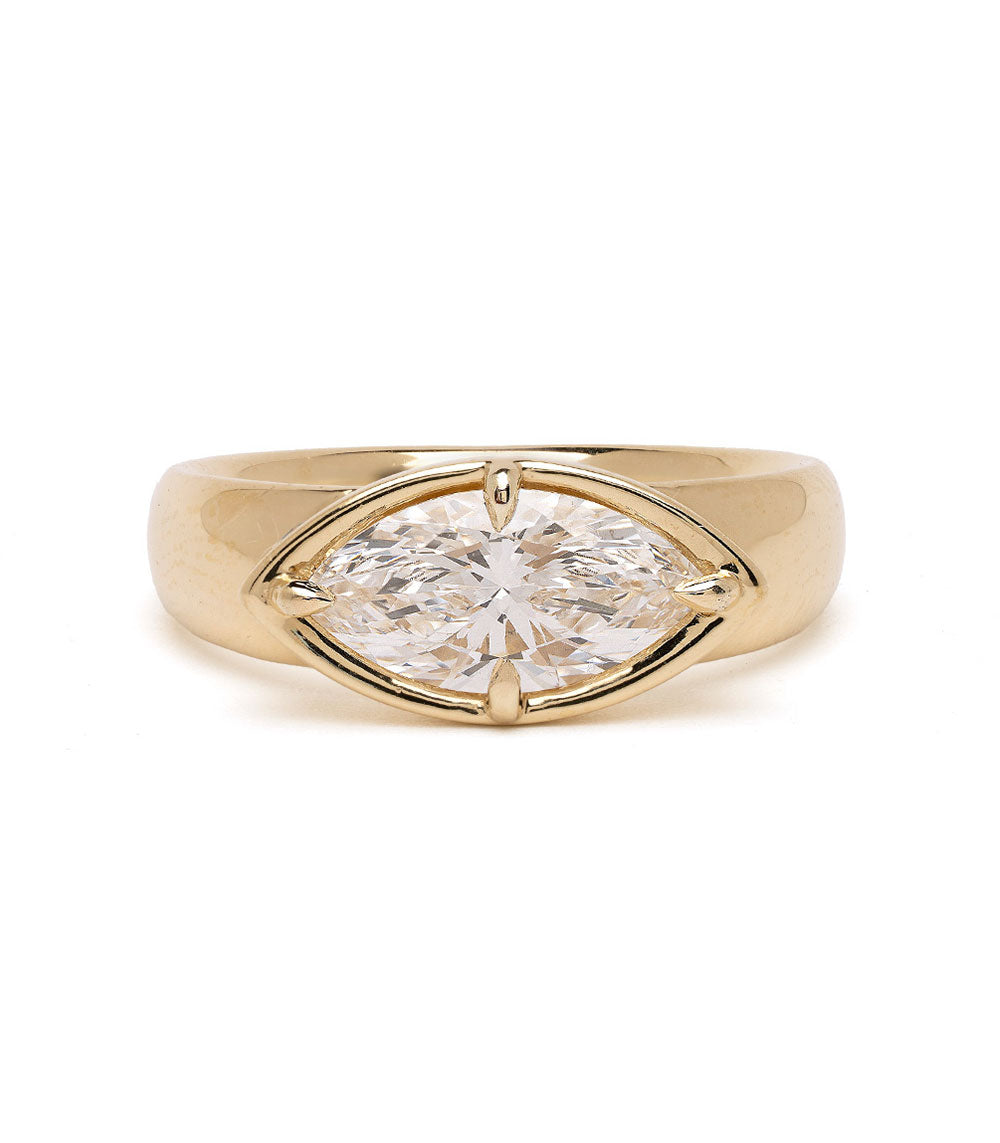 Chloe Pinky by Sofia Kaman 14K yellow gold ring with shiny setting and clear round diamond center