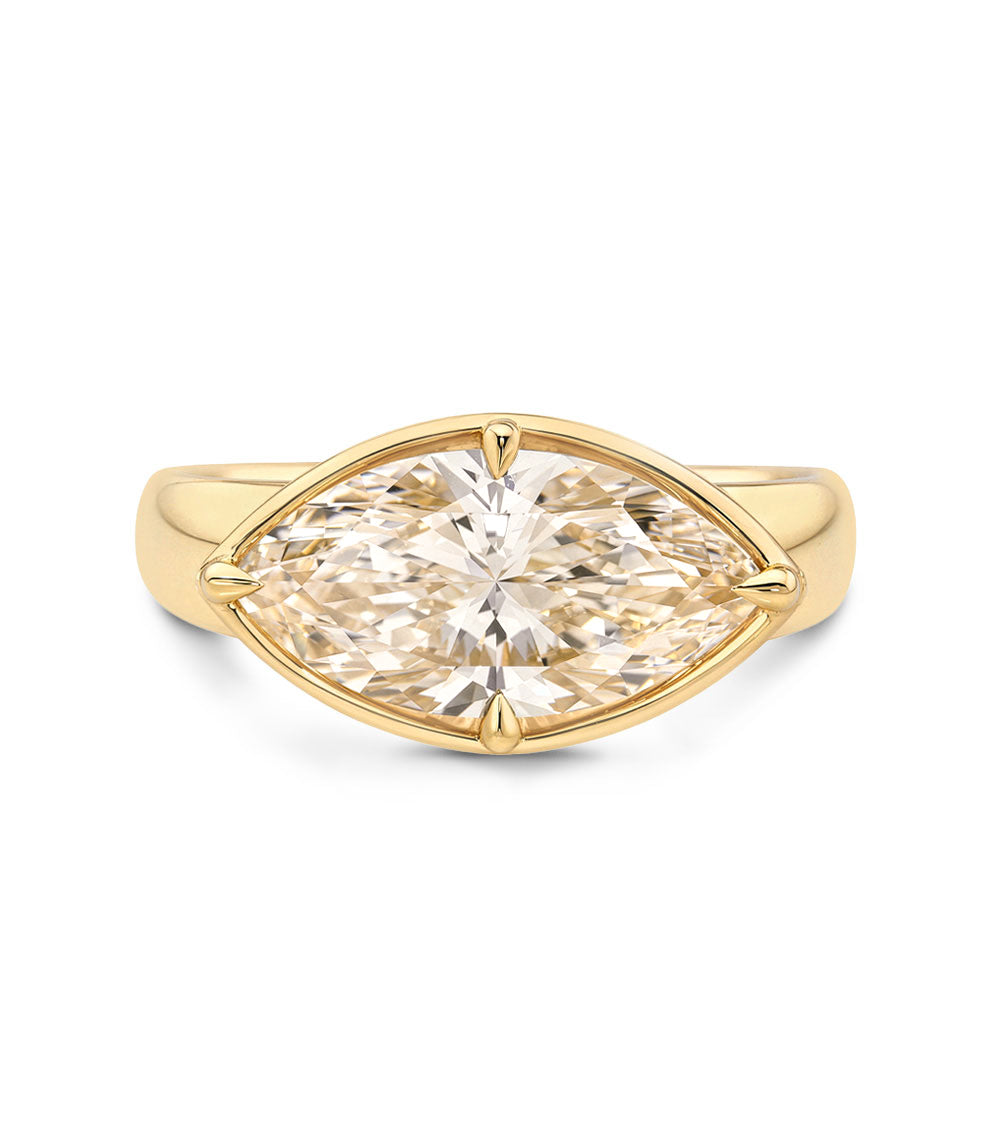 Chloe by Sofia Kaman understated engagement ring in yellow gold with round diamond solitaire center setting