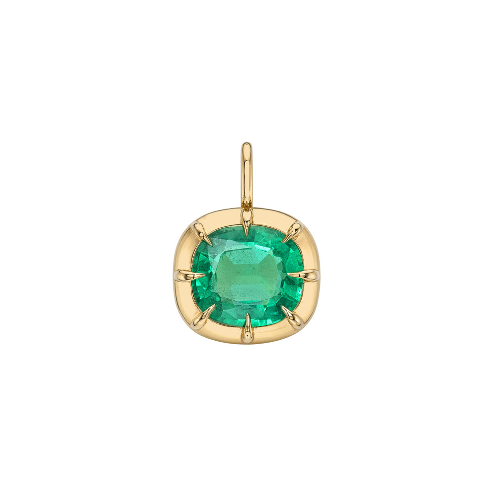Colombian Emerald Cushion Cut East West Pendant In Vintage Button Back Style Collet Setting Sk P131 Em Cl Ew St Cu 2.26 A