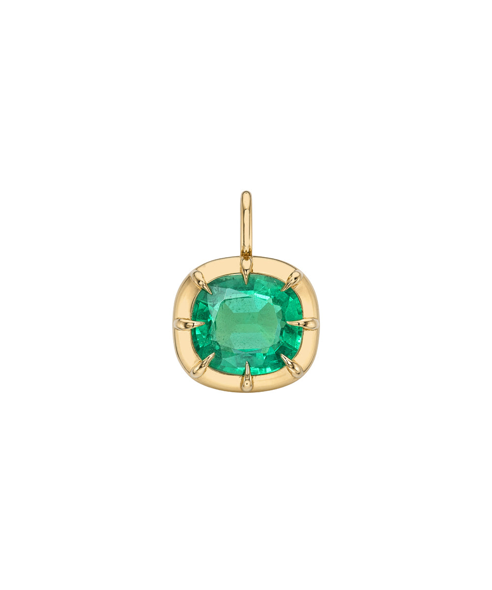 Colombian Emerald Cushion Cut East West Pendant In Vintage Button Back Style Collet Setting Sk P131 Em Cl Ew St Cu 2.26 A