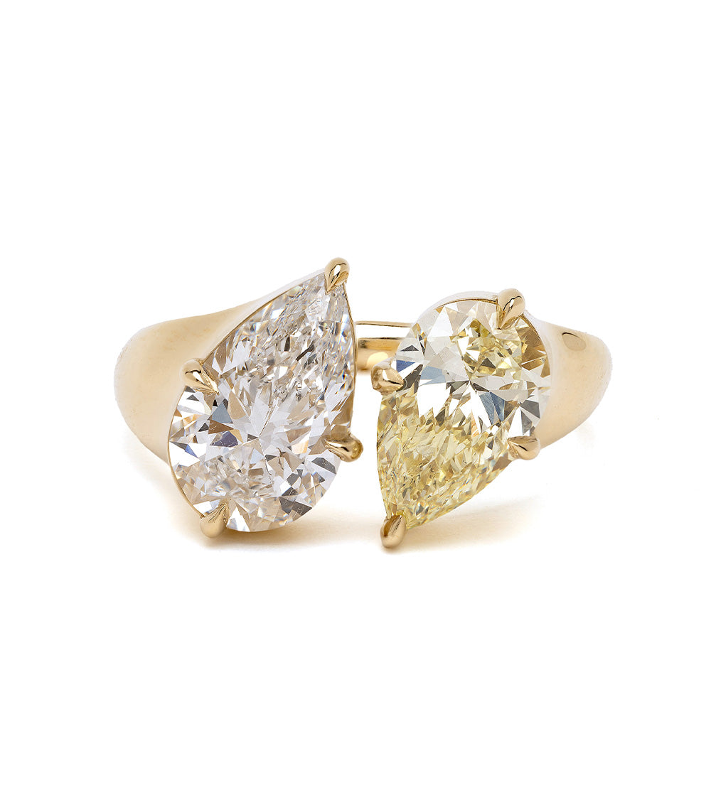 Zephyr SK-R105-LGD-PC-2.06-1.53 engagement ring in yellow gold with 2 stone engagement ring featuring asymmetrical engagement ring