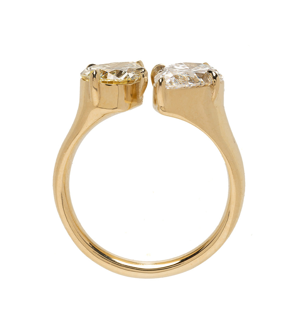 Zephyr SK-R105-LGD-PC-2.06-1.53 gold unique engagement ring, a 2 stone engagement ring with faceted rectangular stones.