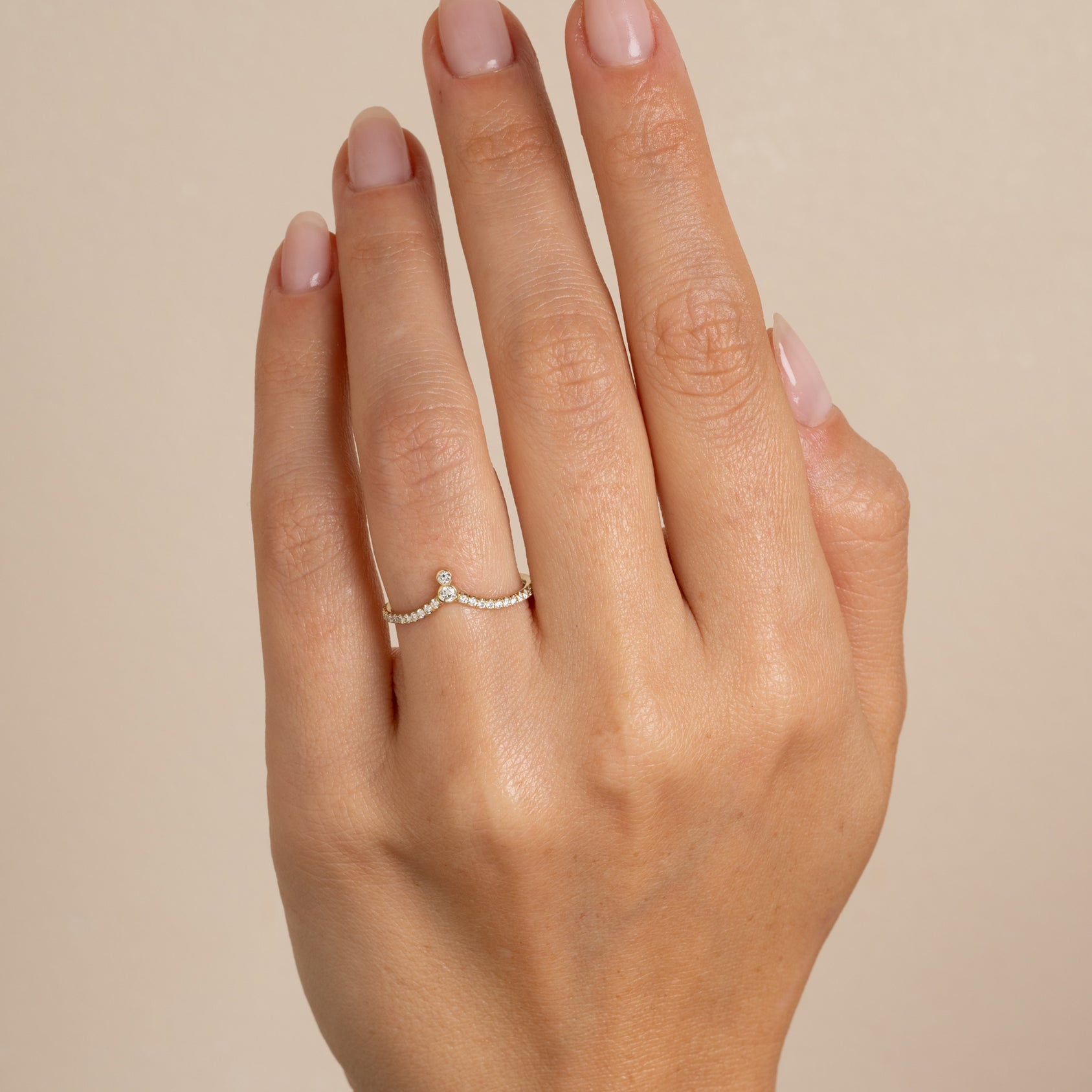 Tiara Bezels Nesting Band by AL-R2-D-P in 14K yellow gold with understated sparkle and shiny bezel stones