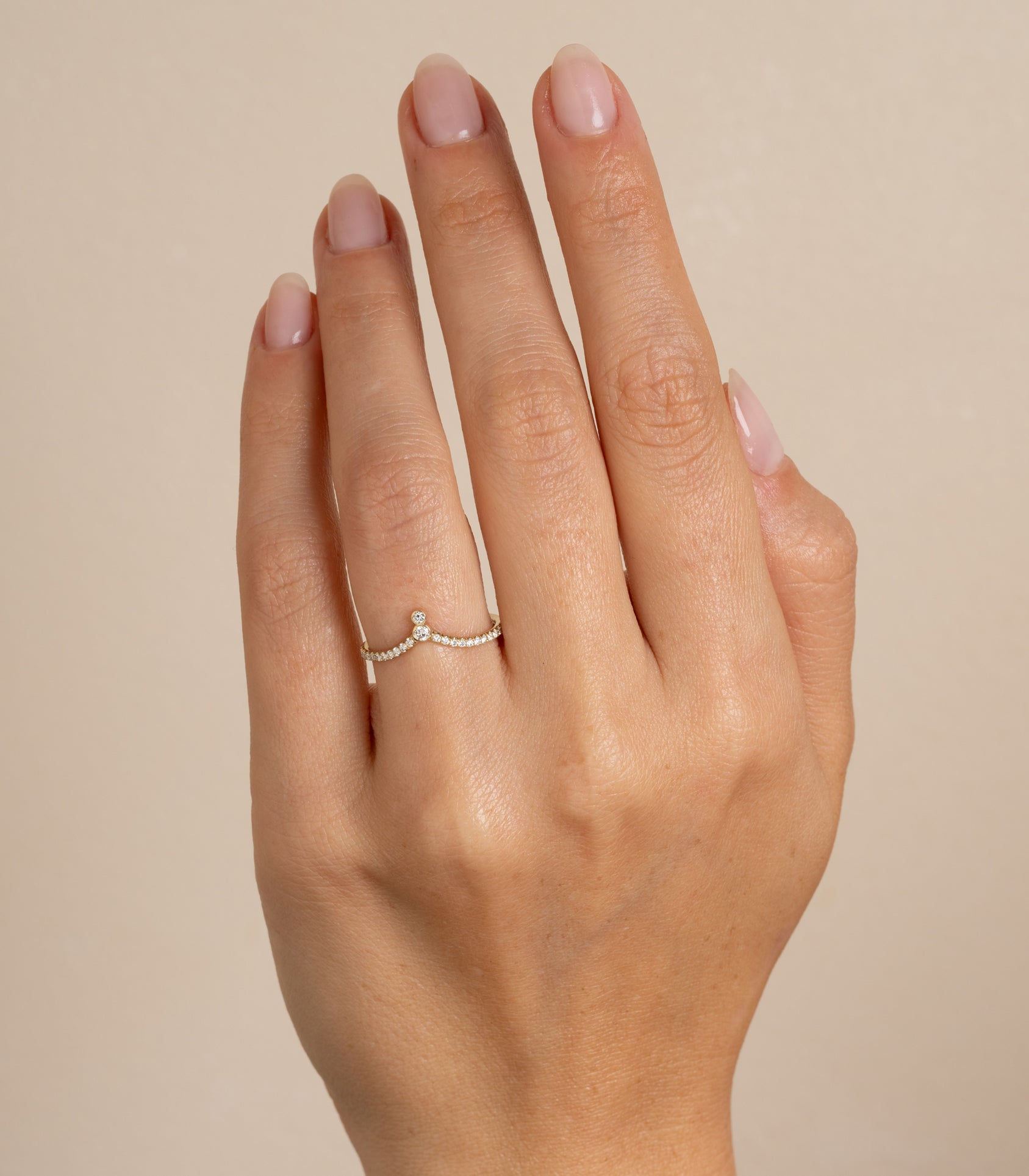 Tiara Bezels Nesting Band by AL-R2-D-P in 14K yellow gold with understated sparkle and shiny bezel stones