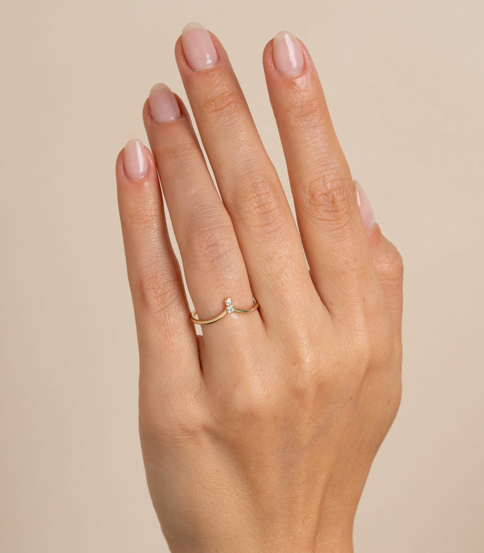 Tiara Bezels Nesting Band AL-R2-D nesting band ring in shiny yellow gold—understated bezel-set diamond