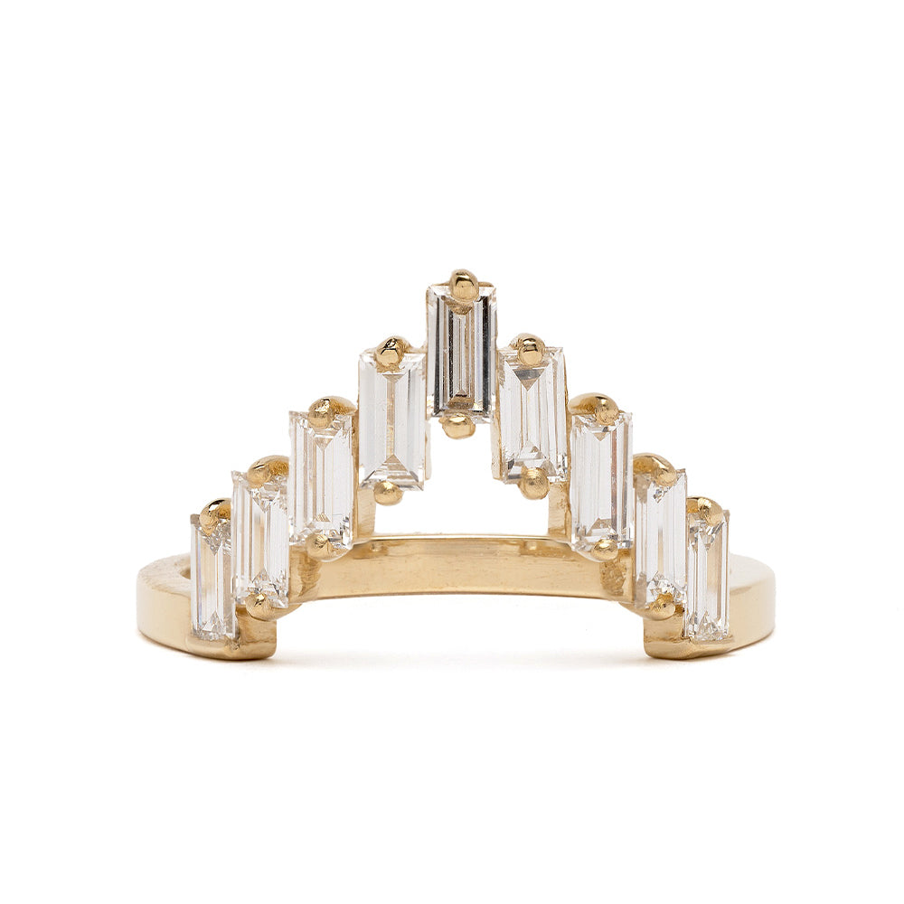 Diamond Priestess by NB-R3 diamond band in 14K yellow gold with baguette-style diamonds, shiny finish