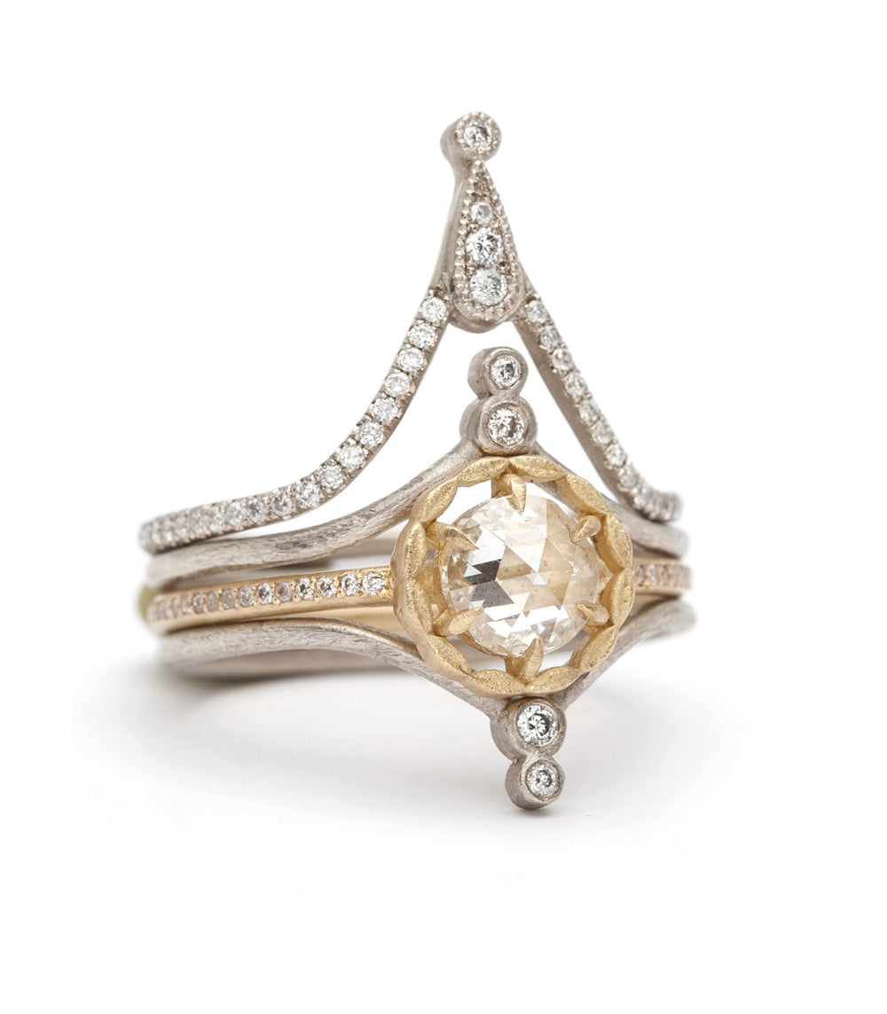 Tiara Bezels Nesting Band AL-R2-D 14K two-tone gold shiny finish with diamond bezels nesting style