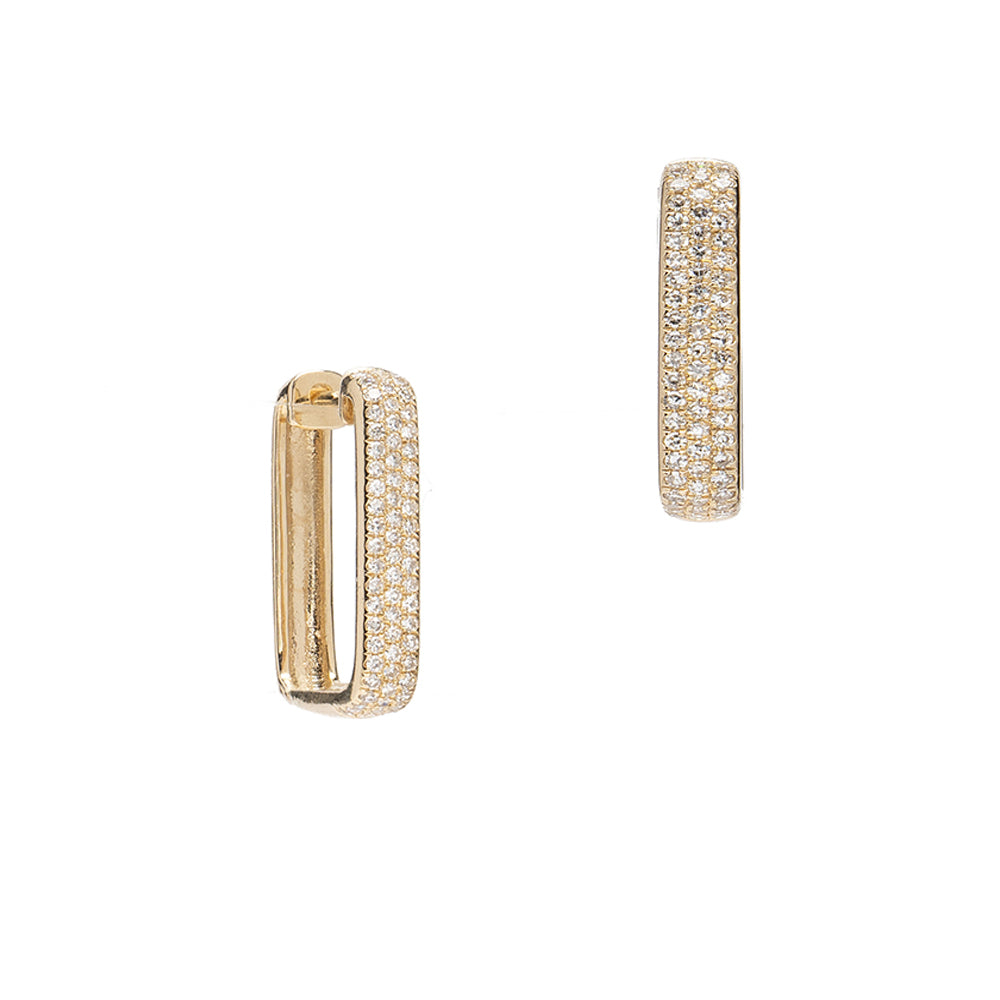 The Robertson CC-E1 gold hoop earrings with pavé sparkle, understated and bright on a clean background