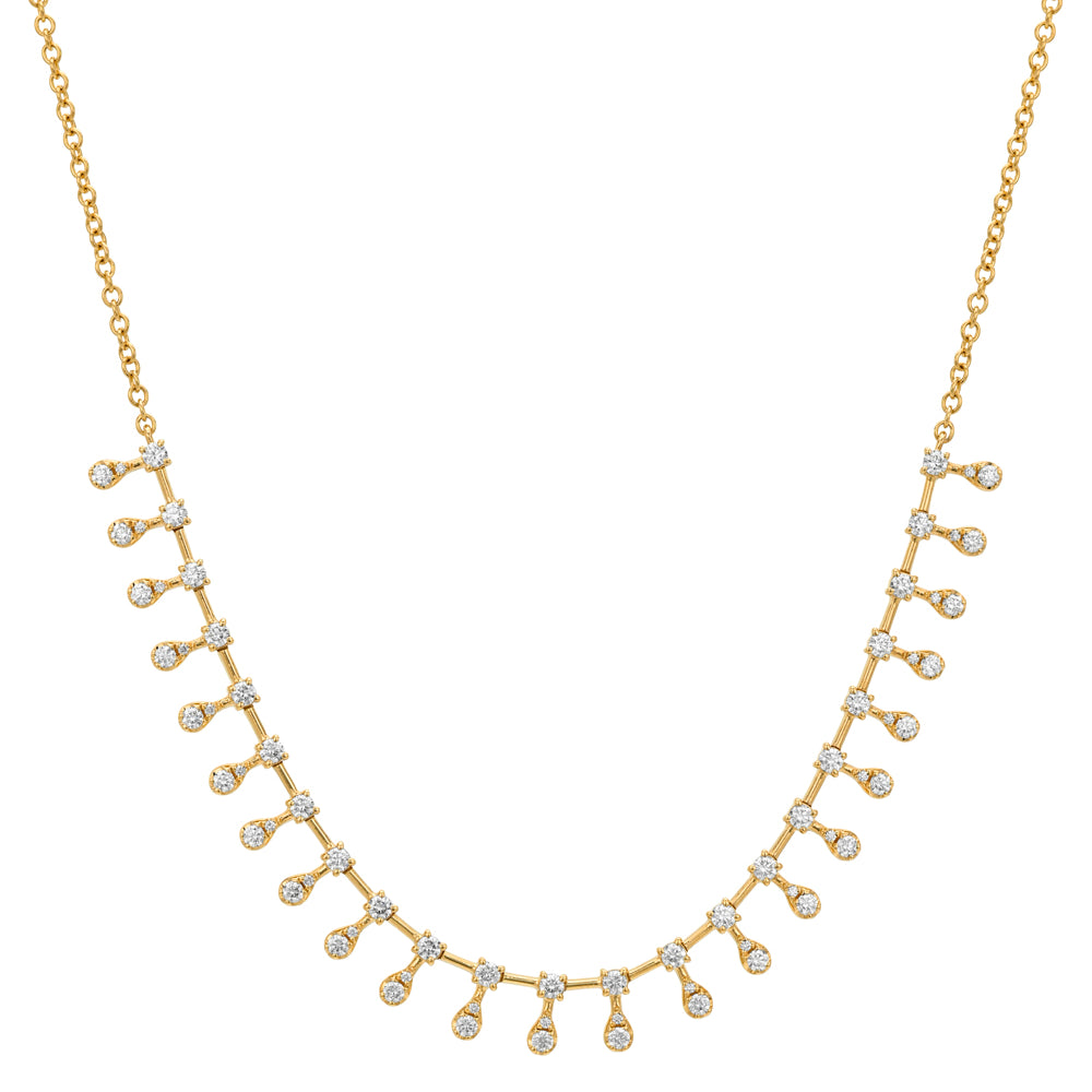 Diamond Fringe Necklace 14k Solid Gold Cc Dn13