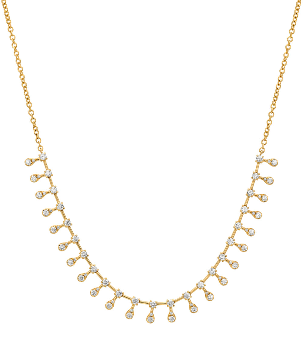 Diamond Fringe Necklace 14k Solid Gold Cc Dn13