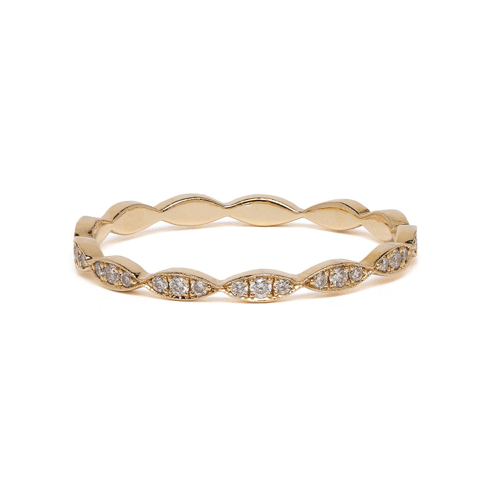 Marvelous Marquise AL-R10 ring in 14K yellow gold with marquise diamond accents, shiny band setting