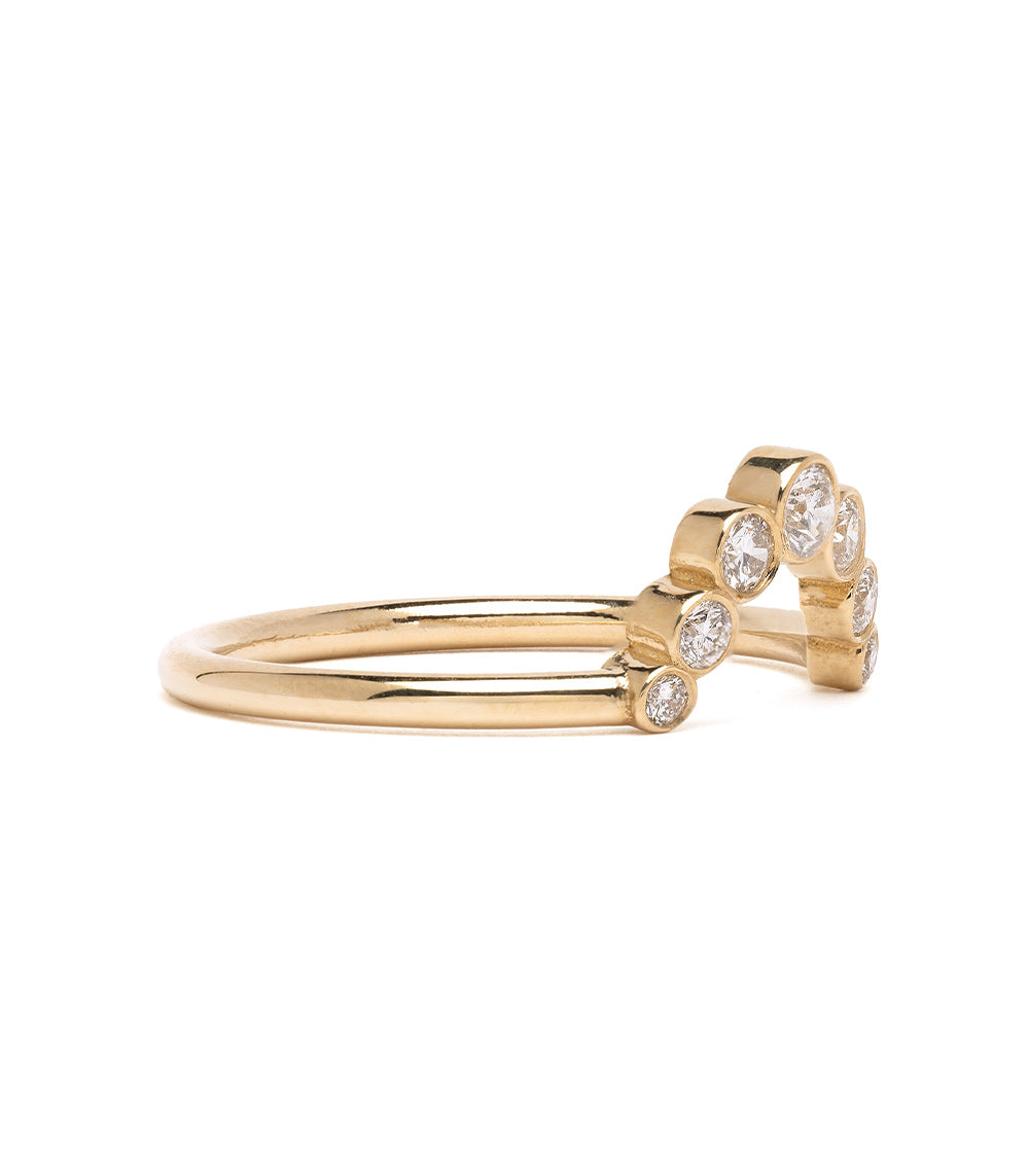 Bezels Sunrise Nesting Band AL-R18 ring in shiny 14K yellow gold with bezel-set round stones