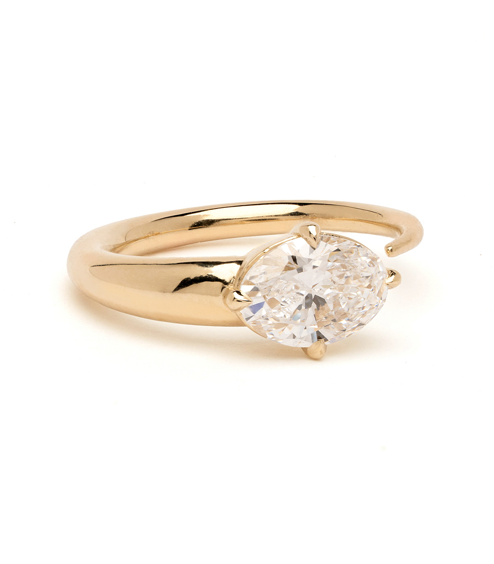 Sloane Pinky Duo by SK-R86-DUO gold oval solitaire ring with prong-set diamond, duo design