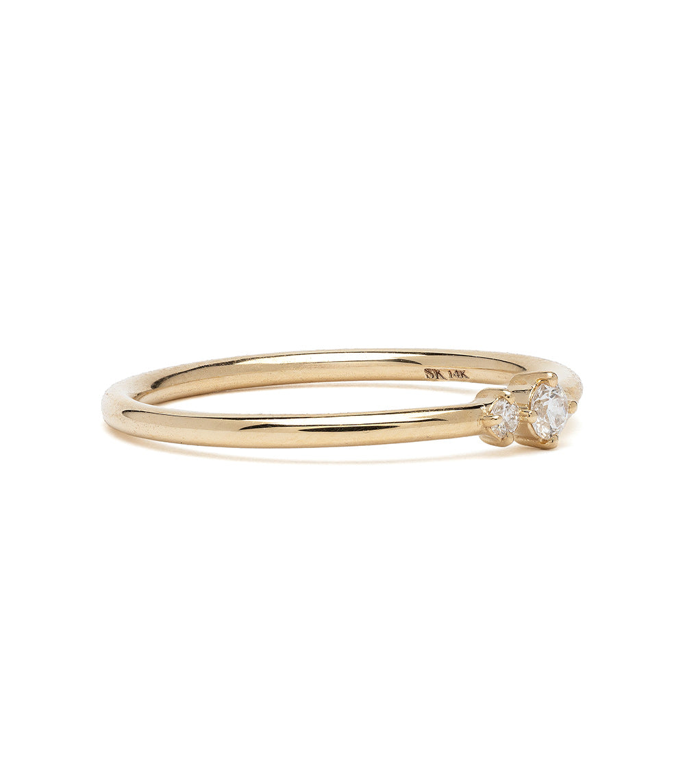 Confetti Band SB-R5 14K yellow gold band ring with three round diamonds and shiny finish