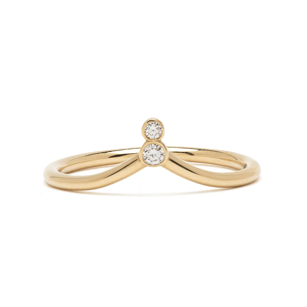 Tiara Bezels Nesting Band by AL-R2-D 14K yellow gold 2 stone engagement ring with shiny bezels