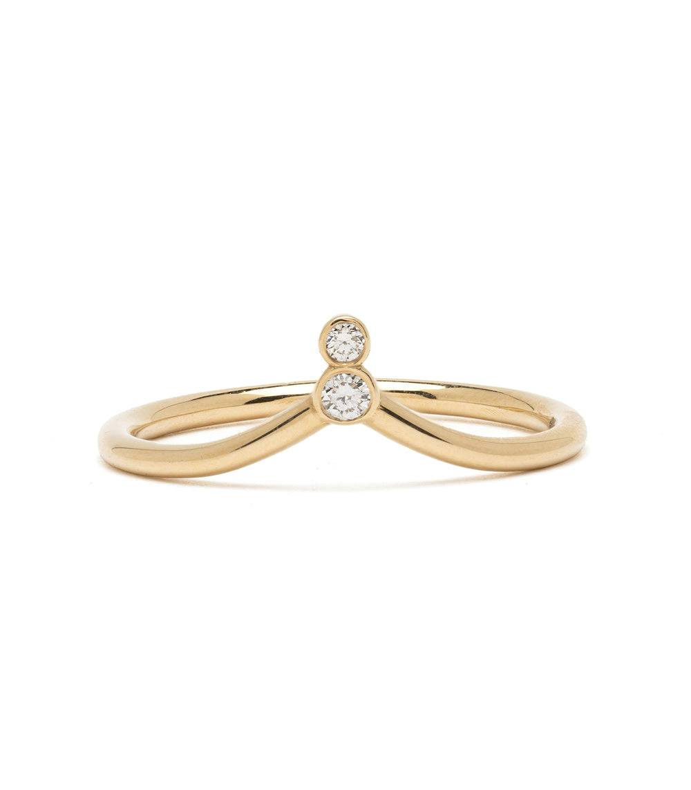 Tiara Bezels Nesting Band by AL-R2-D 14K yellow gold 2 stone engagement ring with shiny bezels
