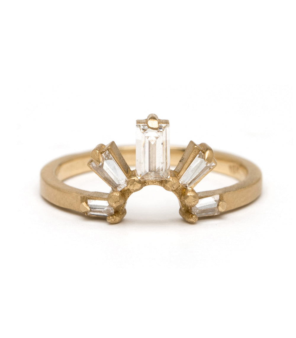 Sunrise Nesting Band by A-R23-G band in shiny 14K yellow gold, featuring a faceted center stone