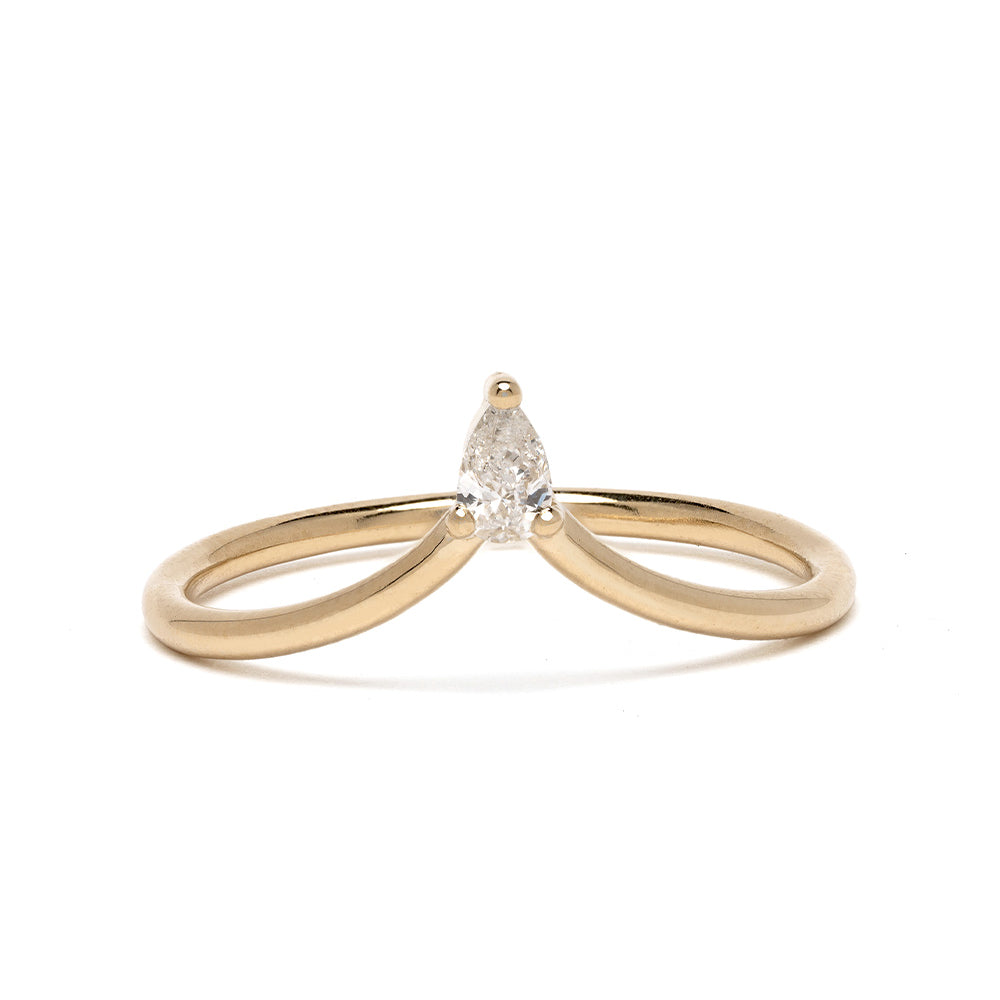 Spire Tiara by AL-R16-PP 14K yellow gold engagement ring with pear-cut center stone, shiny finish