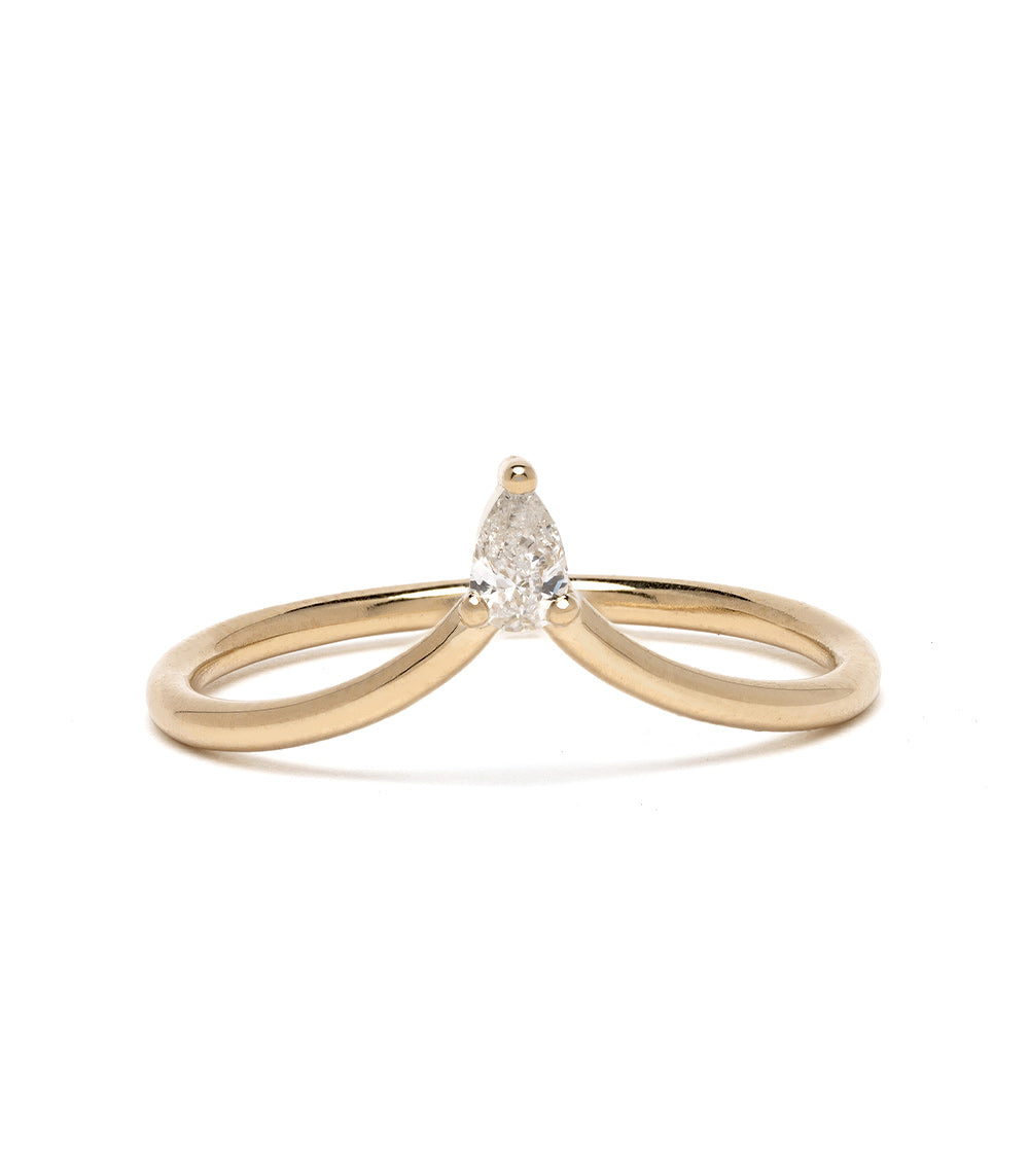 Spire Tiara by AL-R16-PP 14K yellow gold engagement ring with pear-cut center stone, shiny finish
