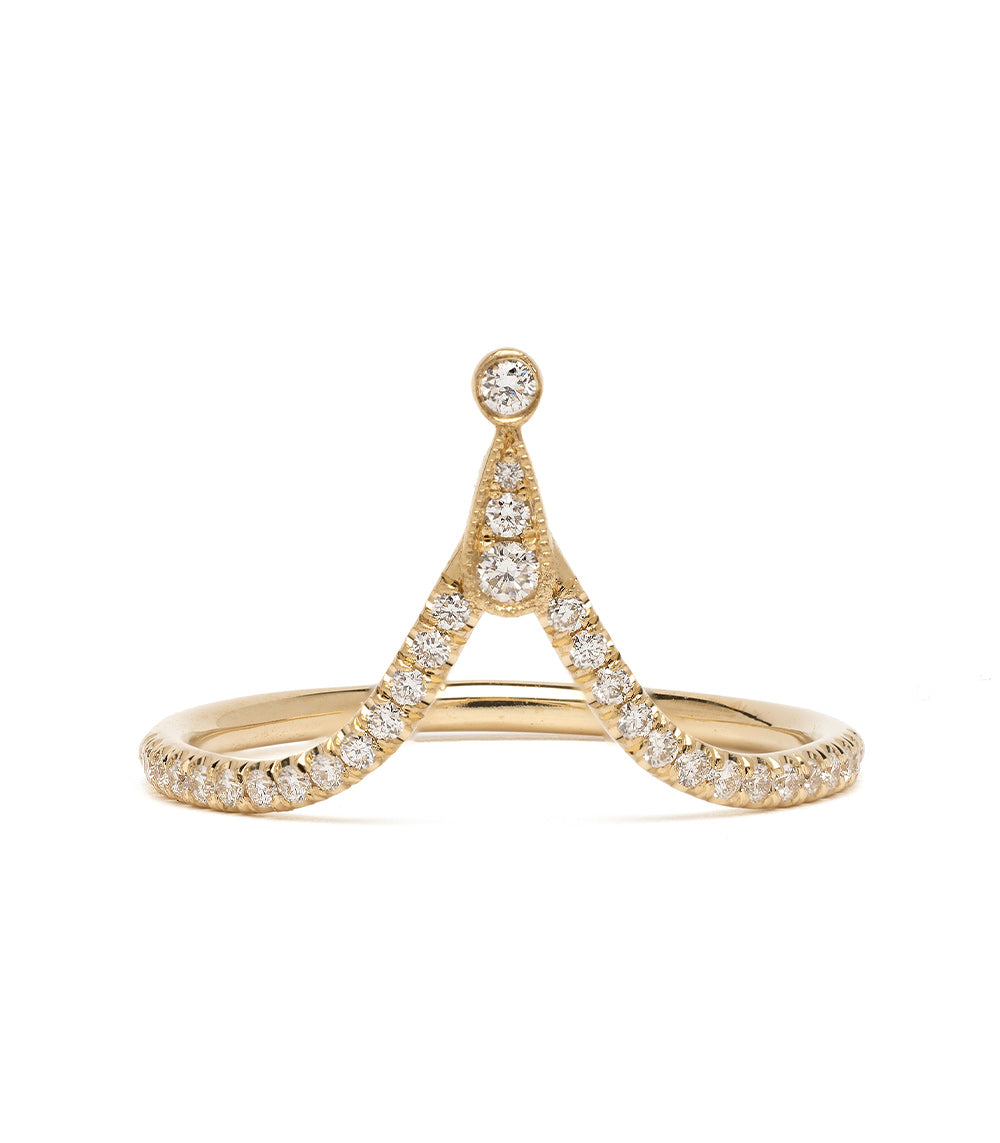 Alethea AL-R1-P engagement ring band in 14K yellow gold with shiny pavé diamonds, understated