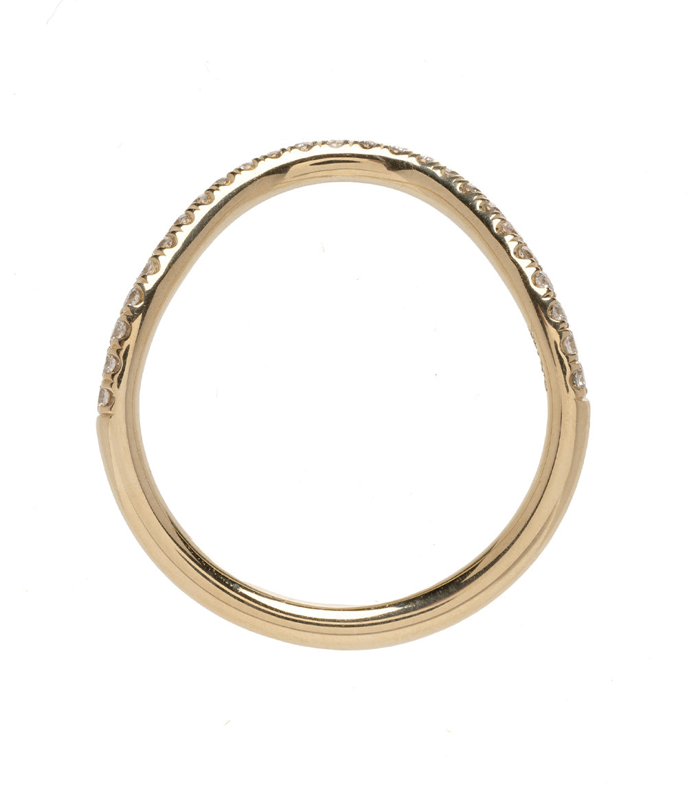 The Bold Beau Band A-R43-Demi 14K yellow gold ring band with shiny set stones along the edge