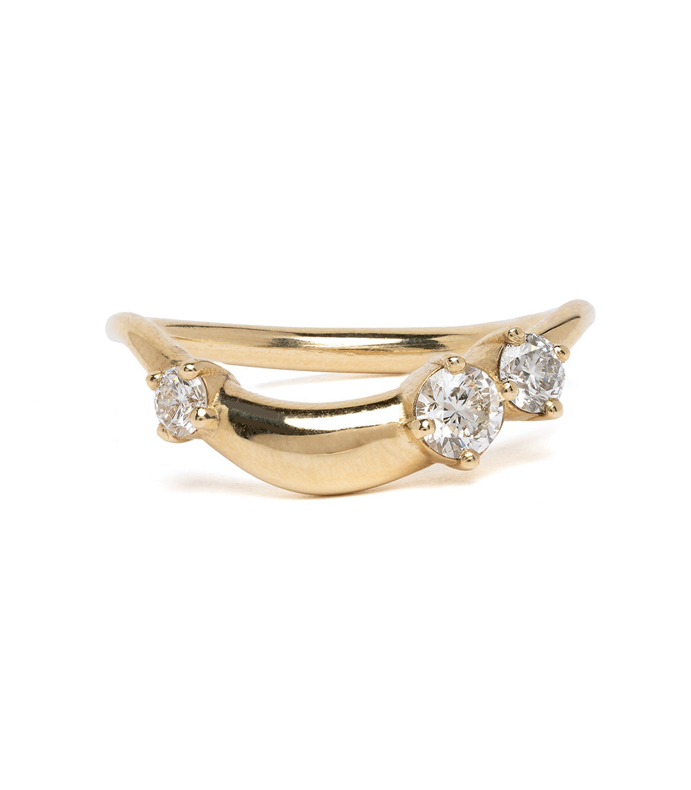 Small Melt Band by EGB-R1-3D-LG 14K yellow gold ring band with 3 stone engagement ring sparkle