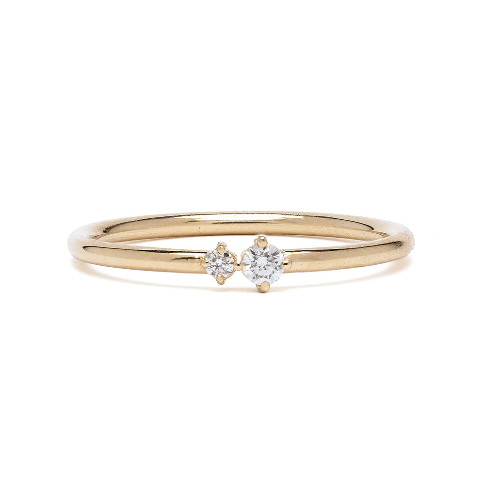 Confetti Band SB-R5 14K yellow gold 3 stone engagement ring with three round diamonds