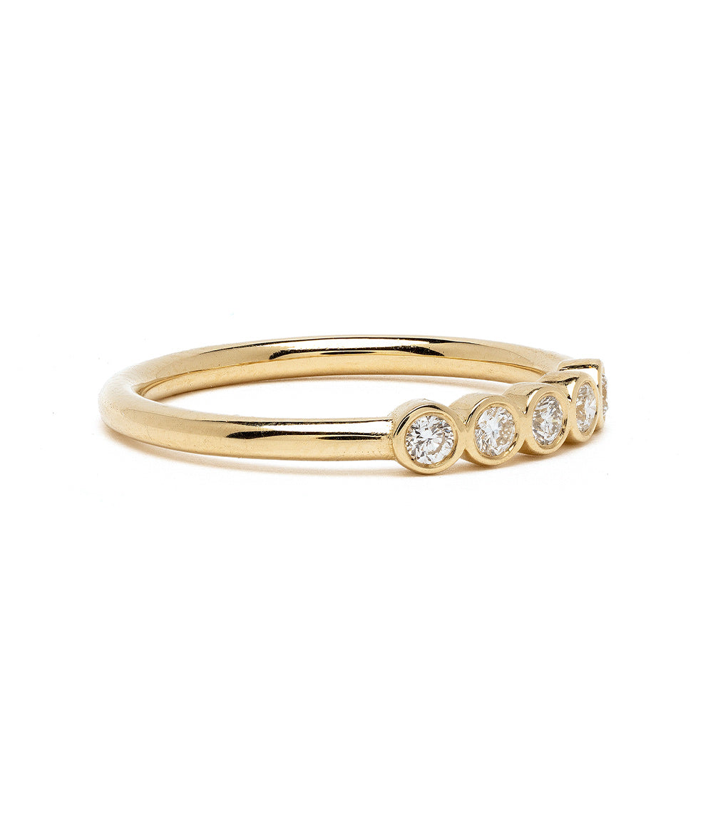 Diamond Bezels EB-R17-D5 3 stone engagement ring in 14K yellow gold with shiny bezels