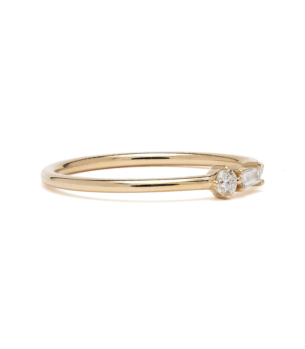 Confetti Band by SB-R6 14K yellow gold ring with matte finish and round diamond solitaire detail