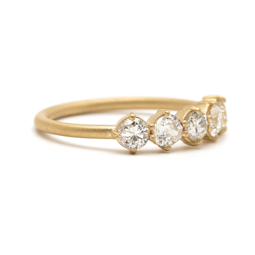 Claudette 5 Stone Band by SK-R68-Band in shiny 14K yellow gold with five round diamonds