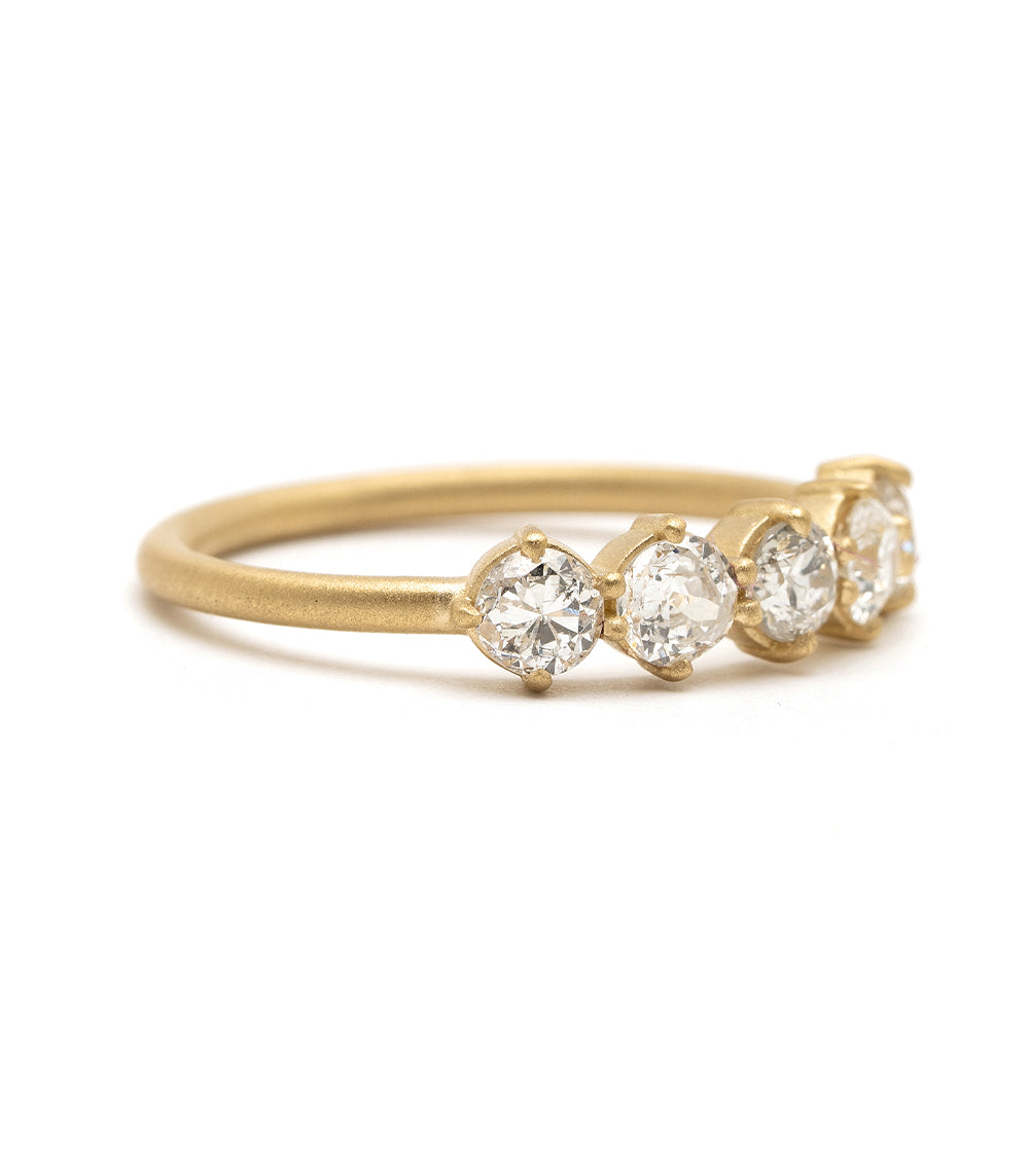 Claudette 5 Stone Band by SK-R68-Band in shiny 14K yellow gold with five round diamonds