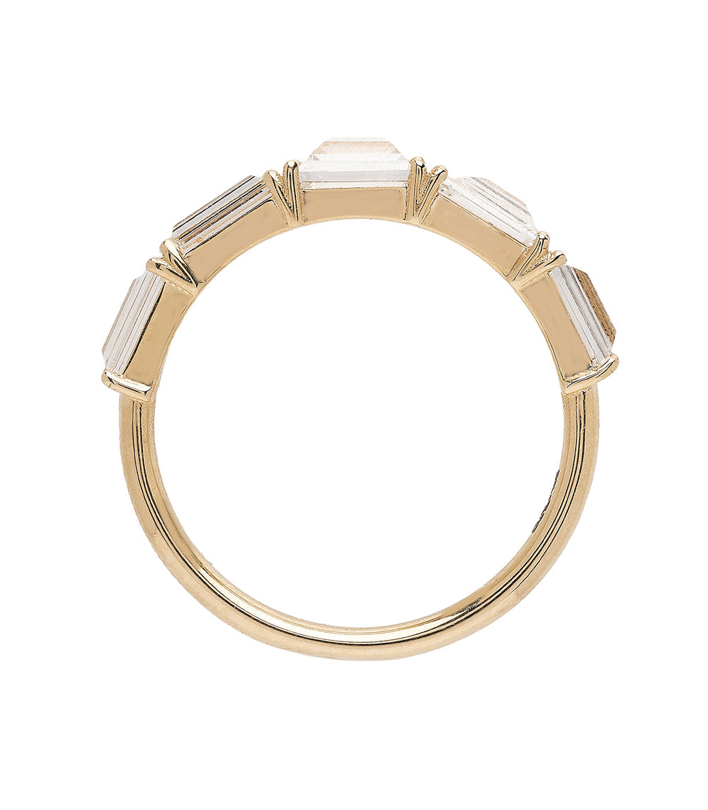 Stardust SB-R3 3 stone engagement ring in 14K yellow gold with baguette-cut sparkle