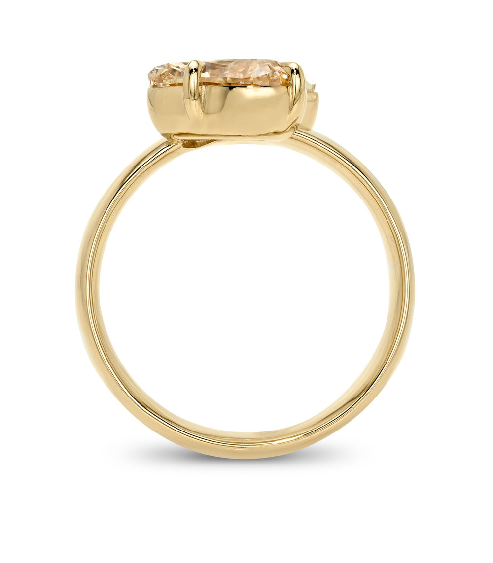 Lana Toi et Moi by Sofia Kaman gold engagement ring with bezel-set diamond center stone, polished finish
